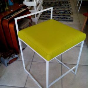 Green and White Low Vinyl Stool