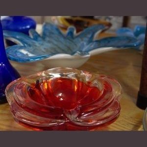 Murano Glass Ashtray Red